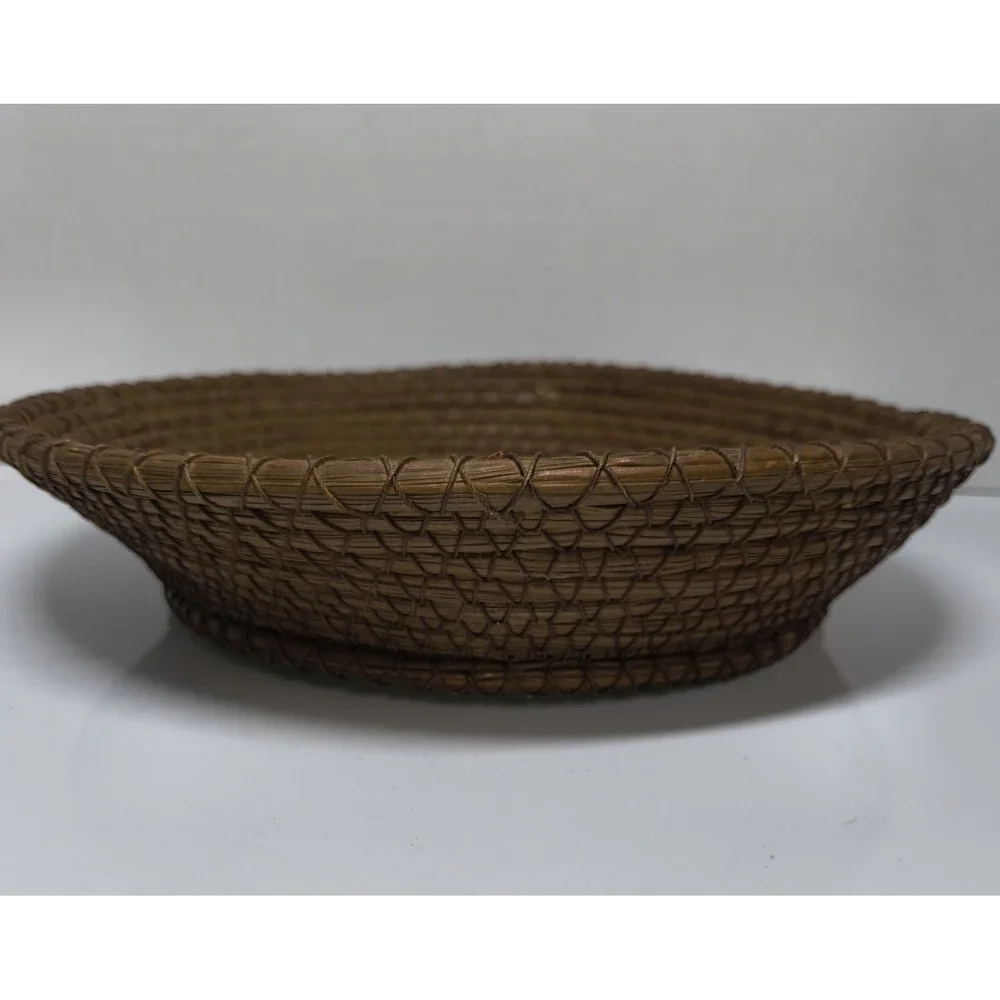 Coiled Handmade Woven Bowl Basket Plate Table Or‎ Wall Decor Pine Needle Straw
